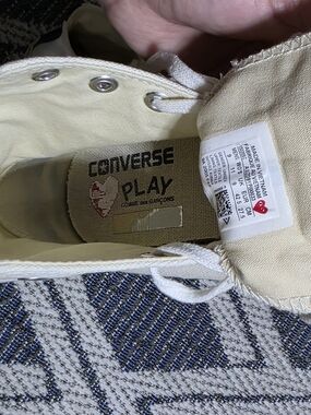 Comme Des Garcons Converse All Star High-Top Sneakers in Ivory and Navy